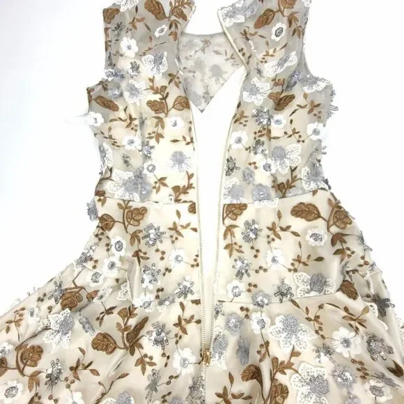 NWT Bronx and Banco Della Blanc Mesh Illusion Sequin Embellished Mini Dress US 6 - Picture 7 of 11